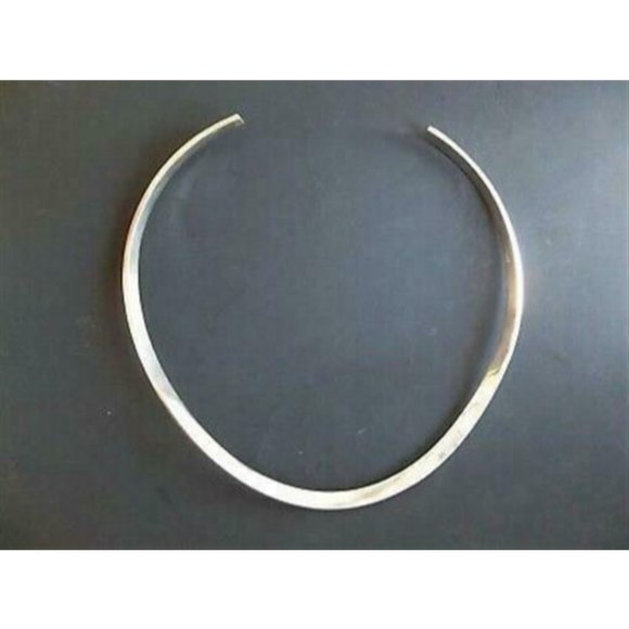 Sterling Silver Necklace Bib Collar 925 Heavy Sleek Design - Picture 6 of 6